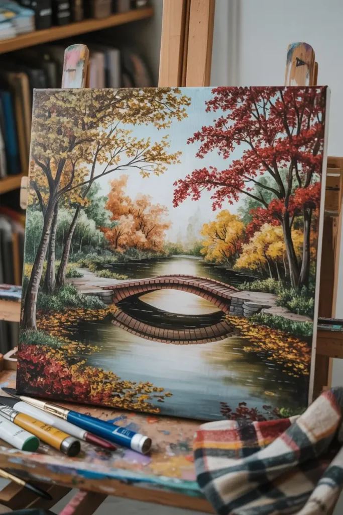 Autumn Bridge Over a Creek