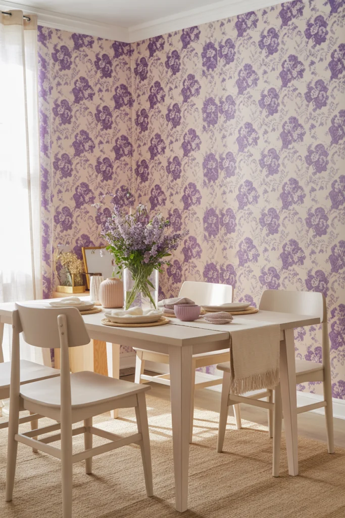 Brighten Up with Purple Floral Wallpaper