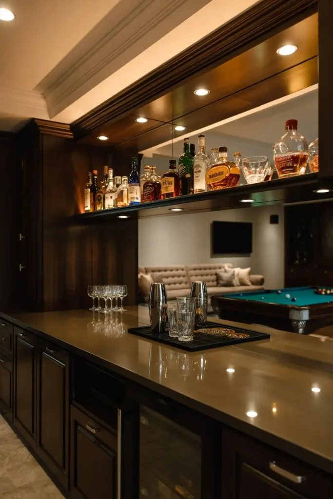 Built-In Basement Bar for Entertainment