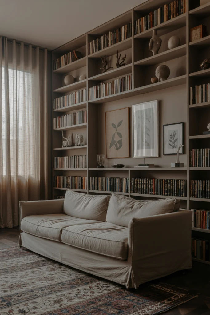 Built-In Bookshelves That Double as Wall Art