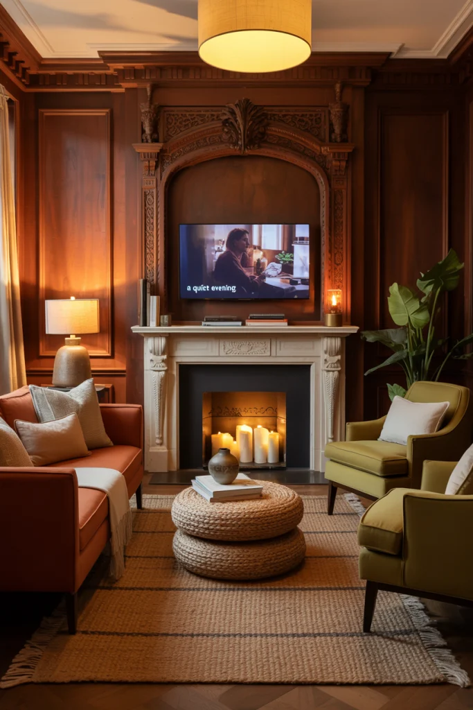Classic Mantel with Built-In TV Frame