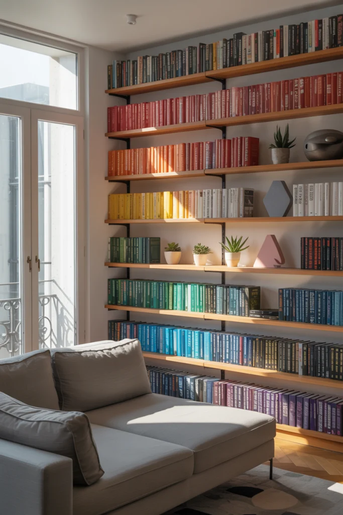 Color-Coordinated Bookshelves for Style and Order