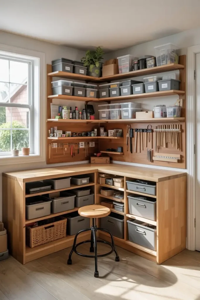 Corner Workbench with Shelving