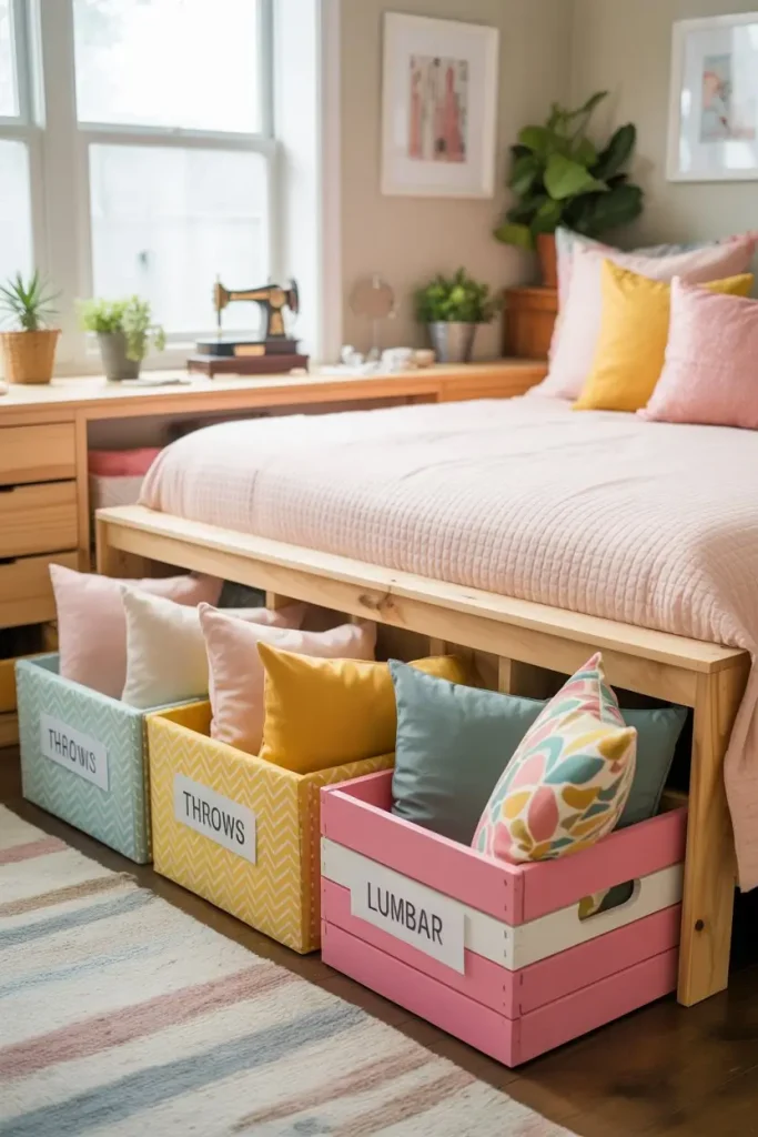 DIY Pillow Storage Bins