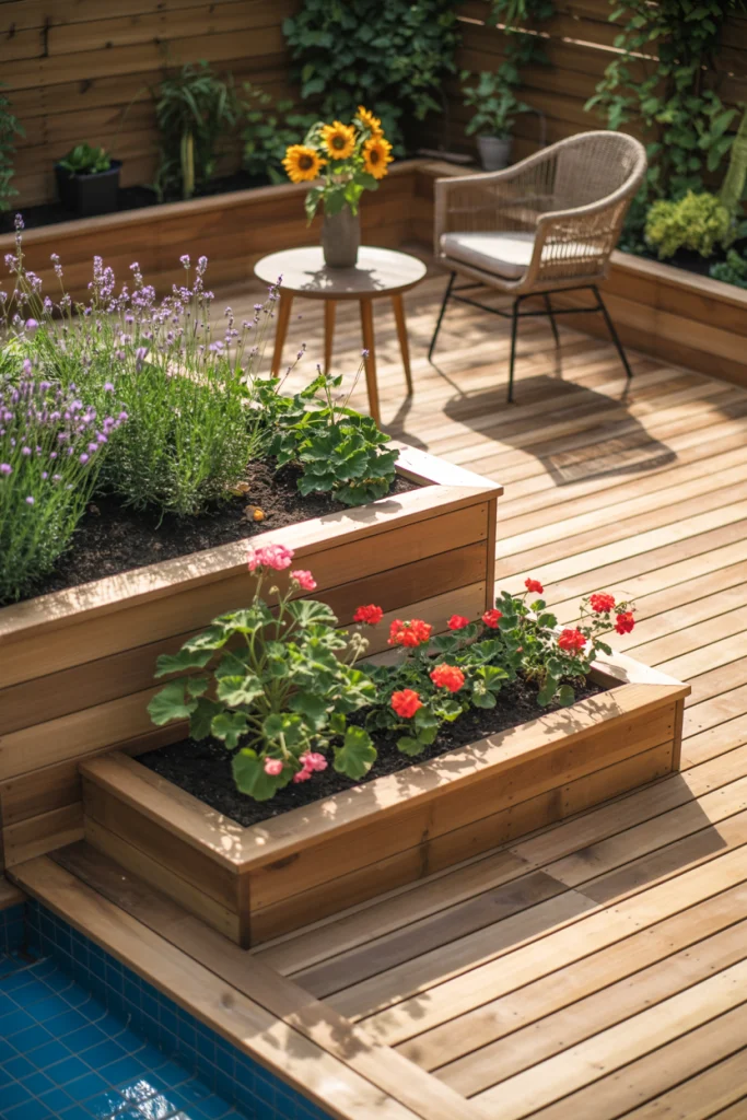 Deck with Built-In Garden Beds