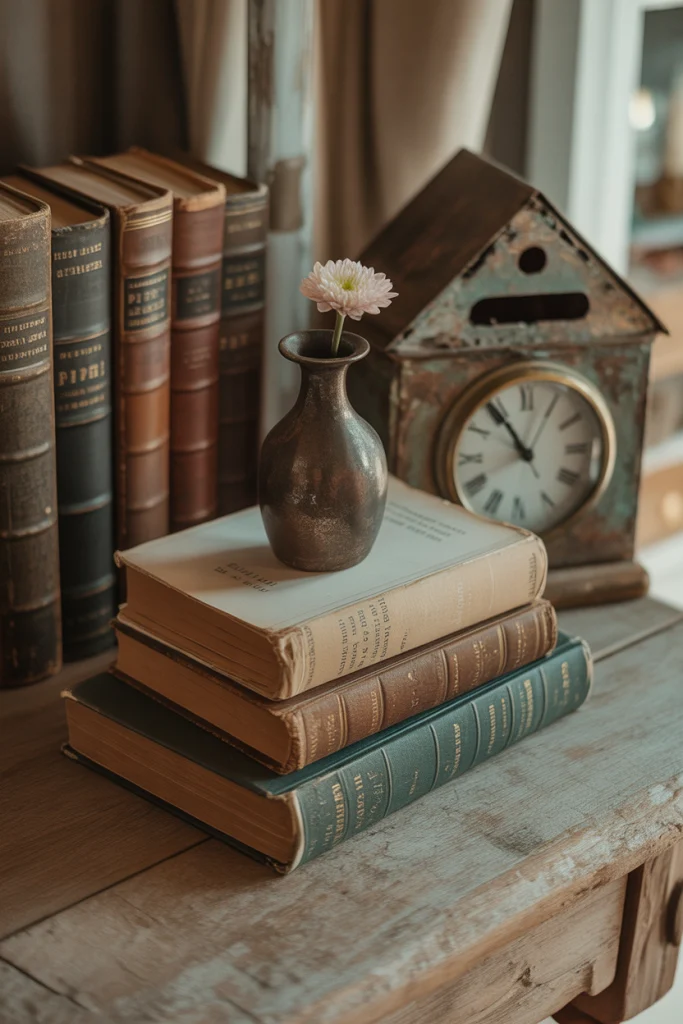 Decorate With Books and Vintage Finds