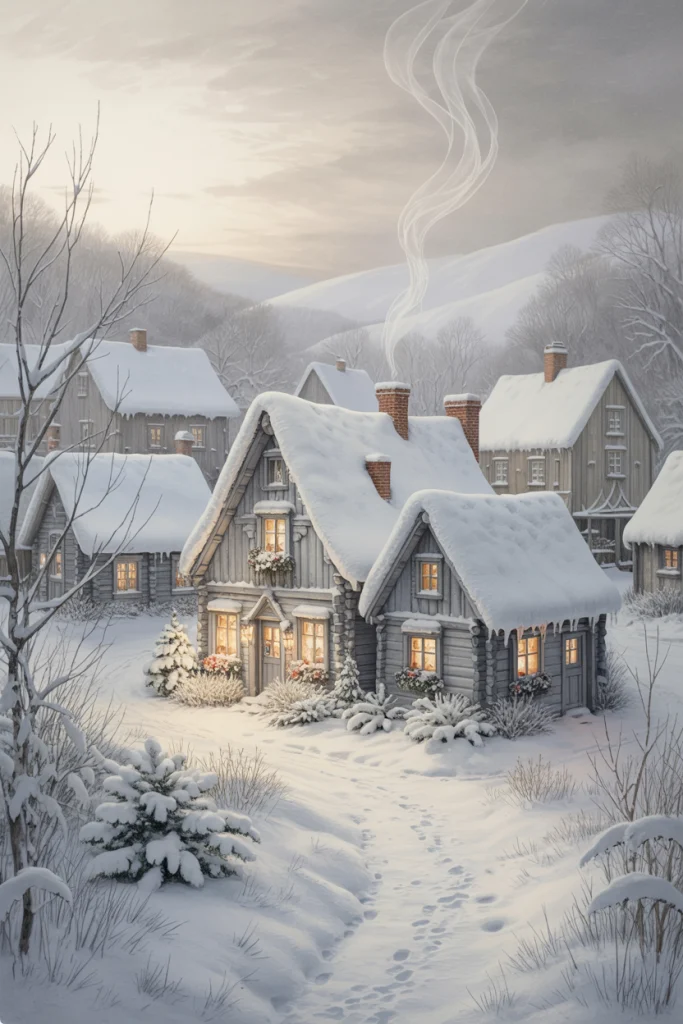 Depicting Snow-Covered Houses
