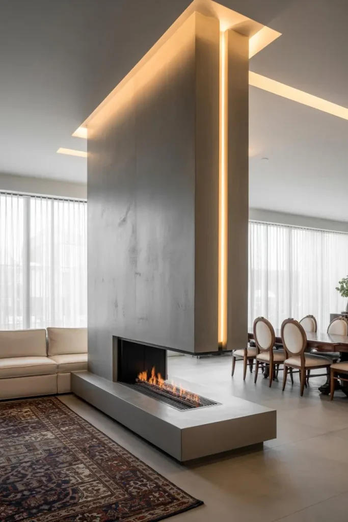 Double-Sided Fireplace for Open Layouts