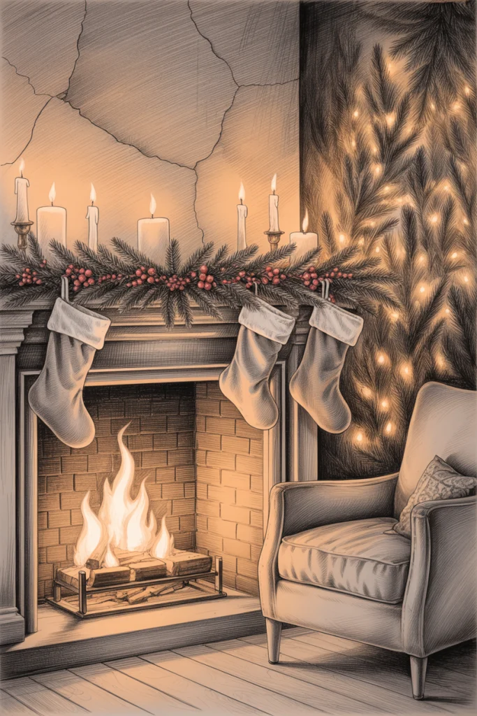 Drawing a Cozy Fireplace Scene