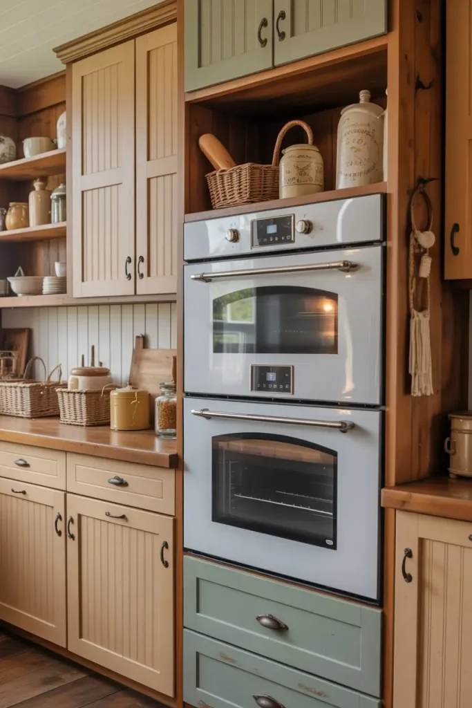 Farmhouse-Style Double Oven Cabinet Ideas