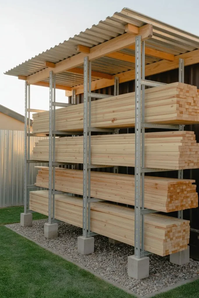 Fence Rail Racks for Outdoor Wood Storage