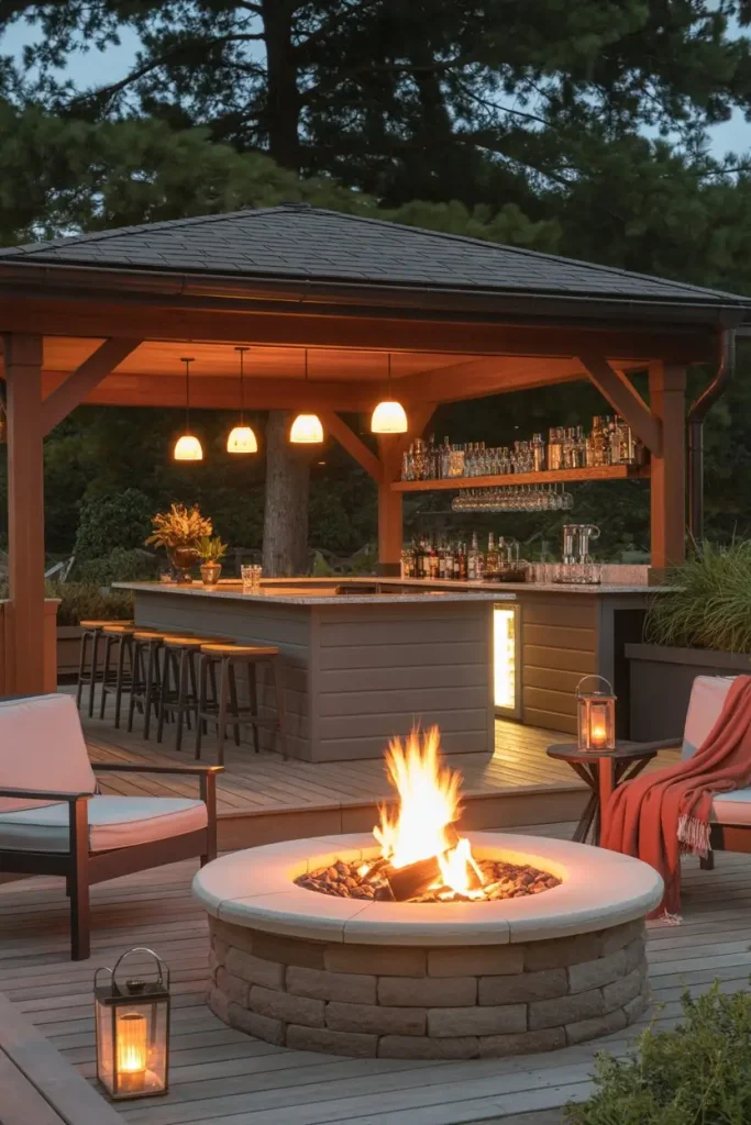 Firepit and Bar Combination for Year-Round Use