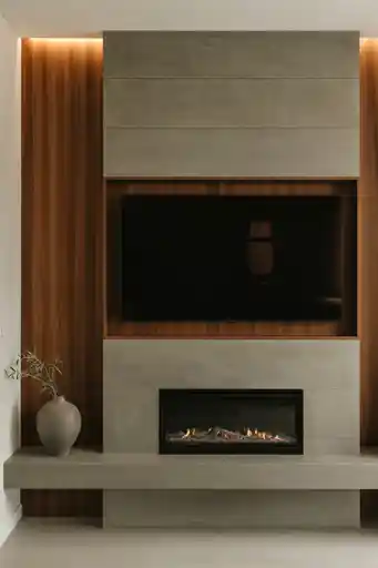 Fireplace with Integrated TV Wall