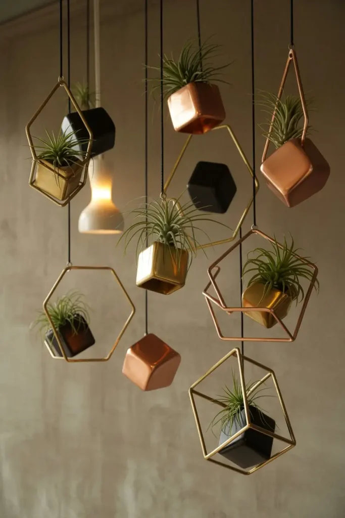 Geometric Hanging Planters with Modern Flair