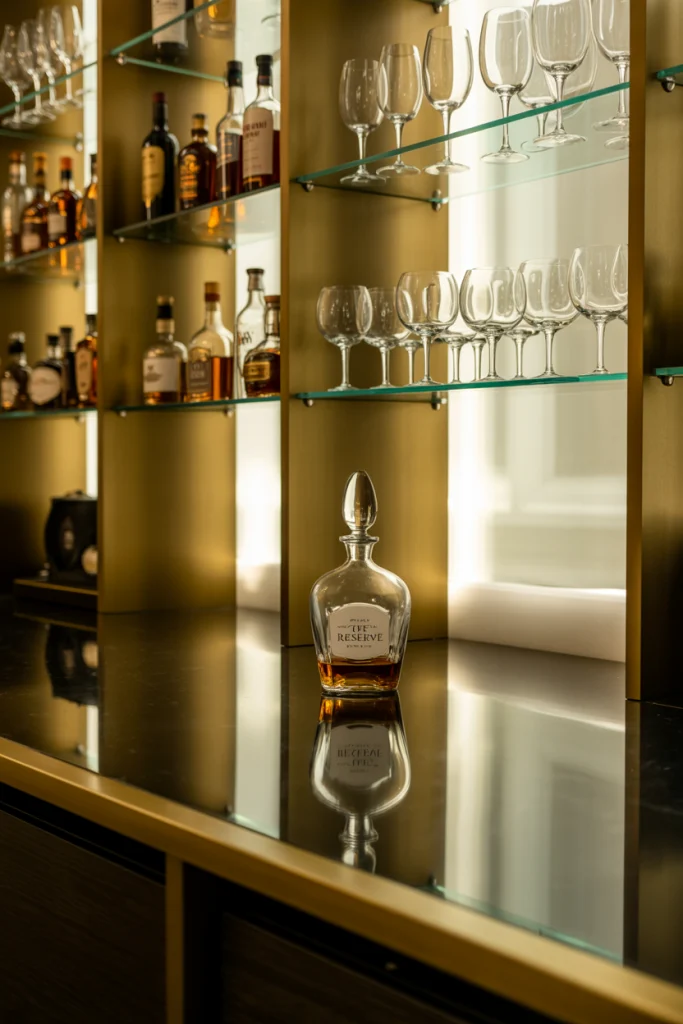 Glass Bar Shelves for a Polished Feel