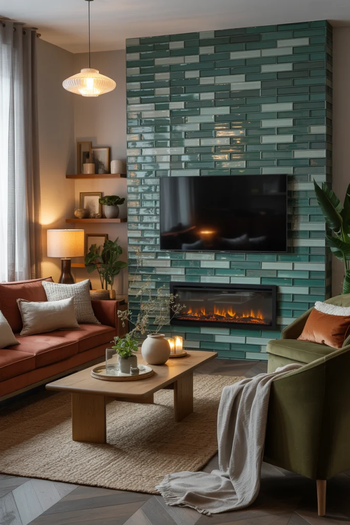 Glass Tile Surround for Modern Sparkle