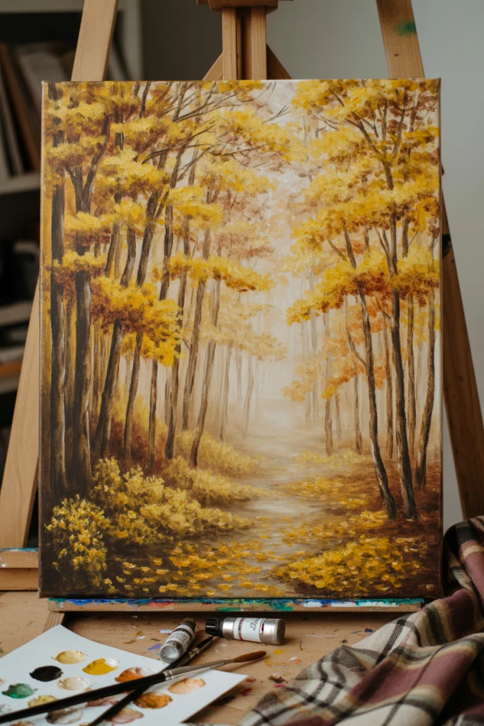 Golden Autumn Forest on Canvas