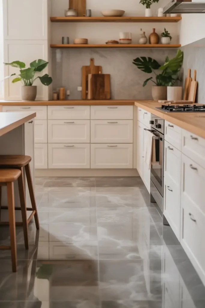 Gray Marble That Grounds the Space