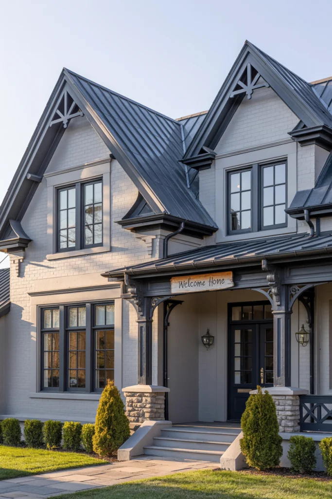 Grey Homes with Black Gables