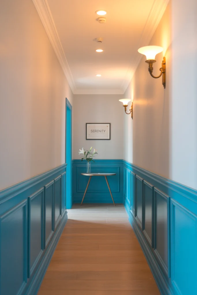 Install Blue Wainscoting for Texture