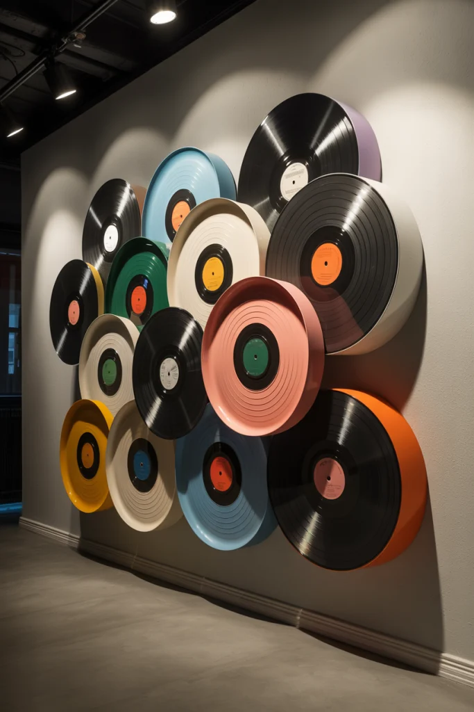 Layered Vinyl Record Sculptures