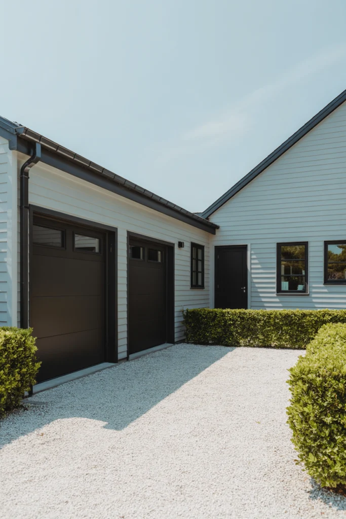 Light Grey with Black Garage Doors