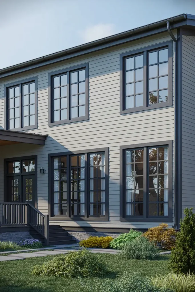 Light Grey with Crisp Black Windows