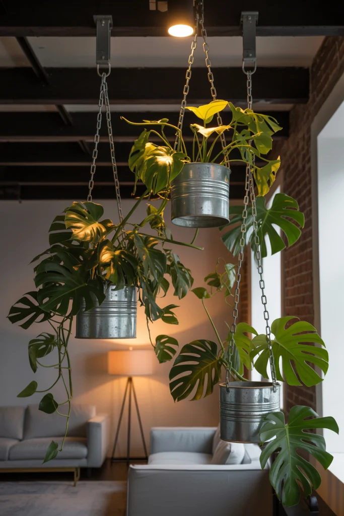 Metal Chain Hanging Planters for Industrial Style