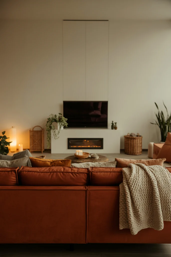 Minimalist White Wall with Hidden TV