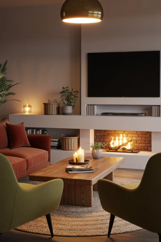 Multi-Tiered Wall with Floating TV Shelf