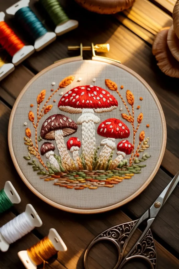 Mushroom Embroidery for Whimsical Charm