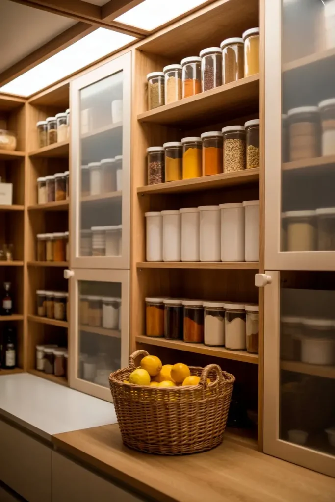 Open Pantry with Glass Doors
