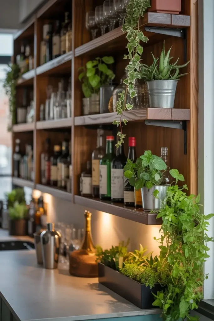 Open Shelves with Greenery