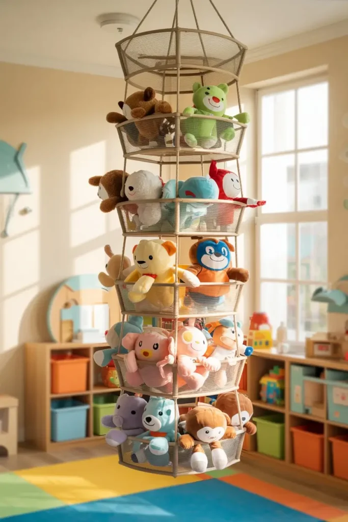 Plush Storage Idea: The Hanging Mesh Tower