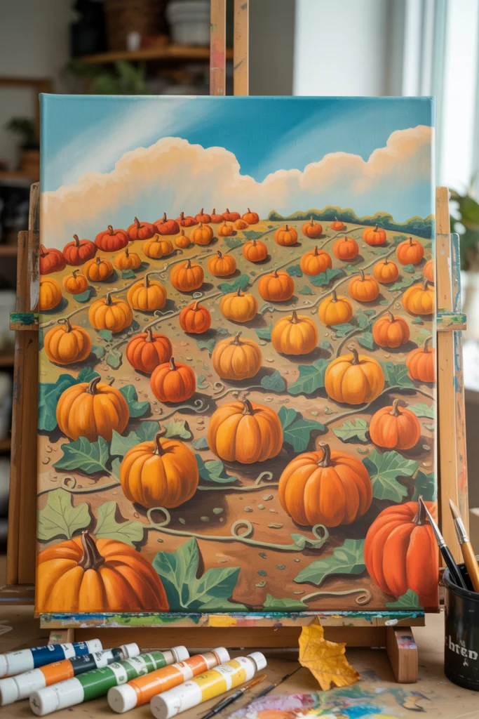 Pumpkin Patch Canvas Painting