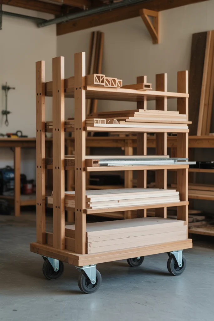 Rolling Lumber Cart for Flexibility