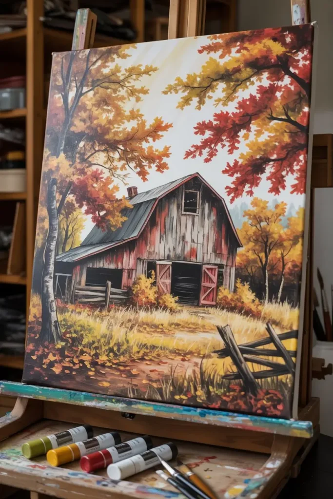 Rustic Barn Surrounded by Fall Colors