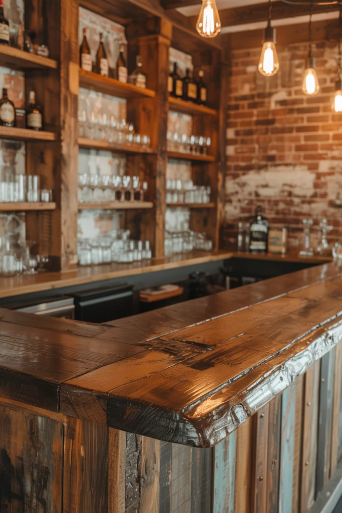 Rustic Wooden Bar with a Handcrafted Touch