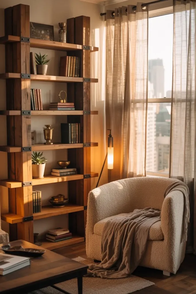 Rustic Wooden Shelves for Cozy Charm