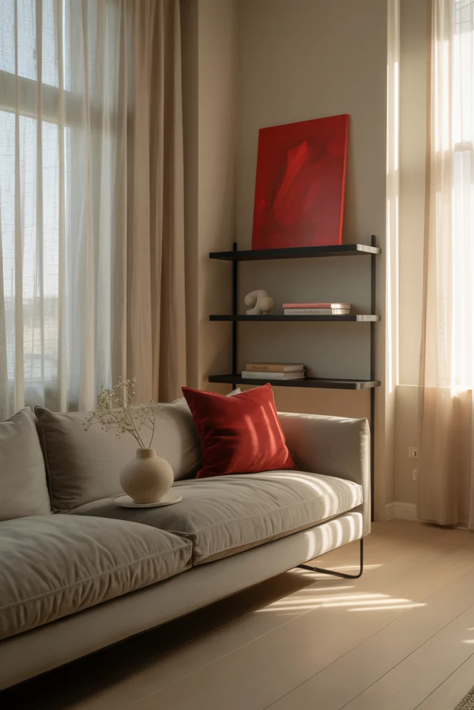 Scandinavian Simplicity with Red Highlights