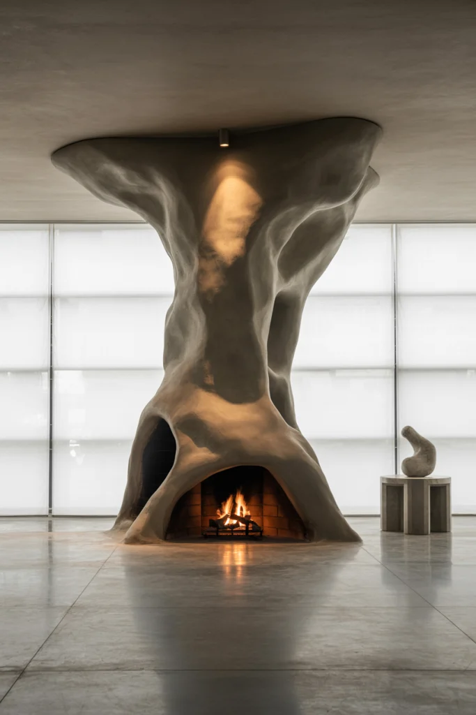 Sculptural Fireplace as an Artistic Statement
