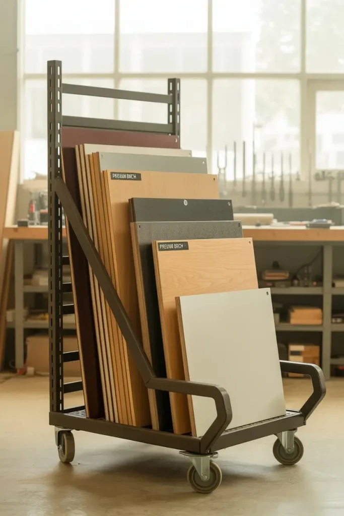 Sheet Goods Rack with Tilted Support