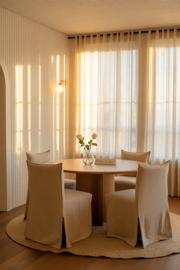 Soft Vertical Panels Add Cozy Height