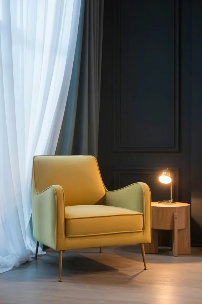 Soft Yellow Leather or Velvet Armchairs