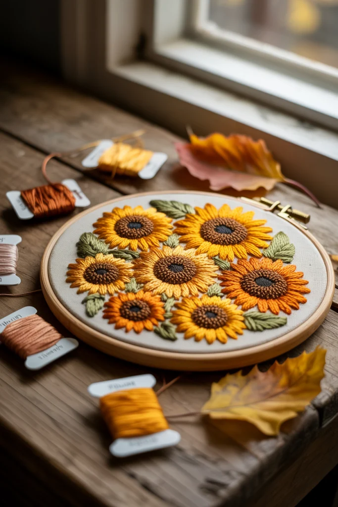 Sunflower Embroidery for Late Summer Into Fall