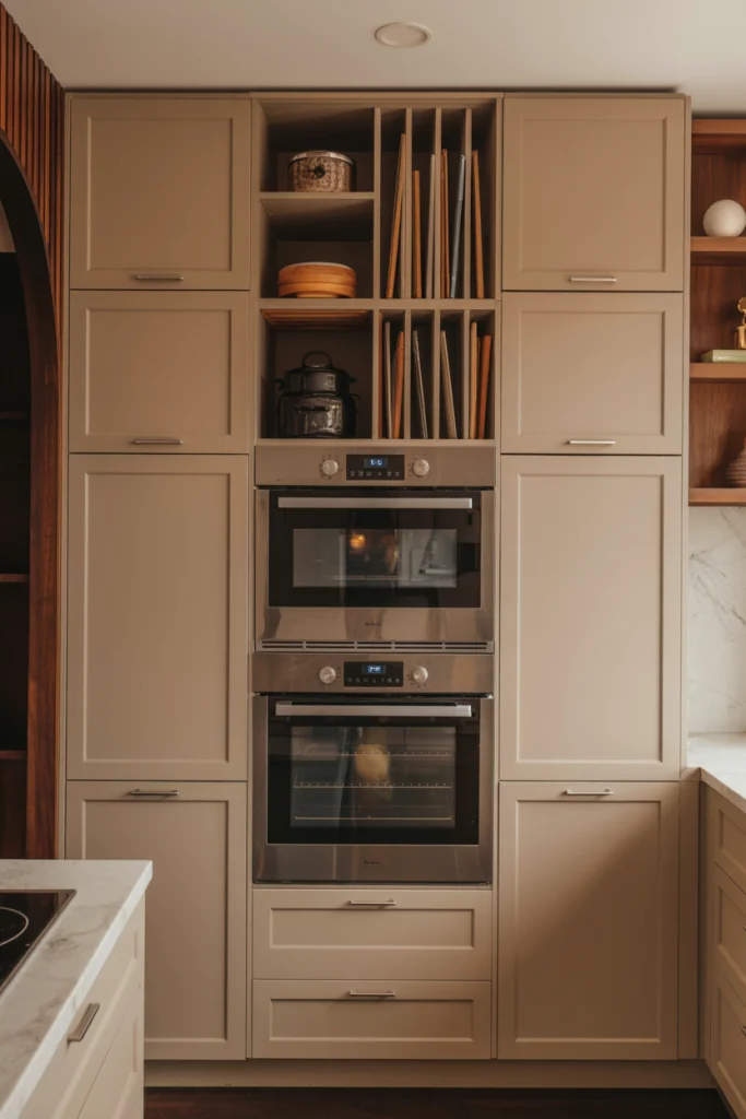 Tall Double Oven Cabinets with Pantry Integration