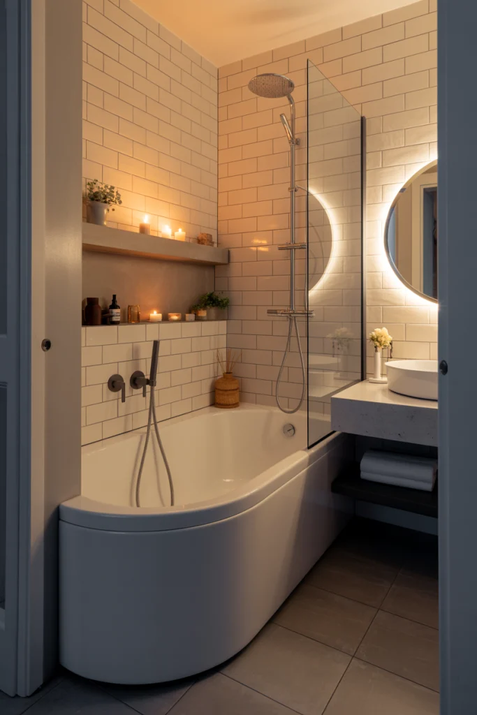 Try a Corner Tub for Extra Floor Space