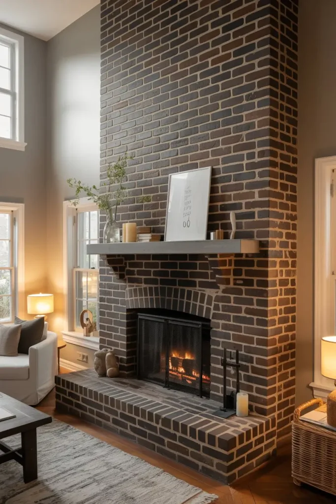 Two-Story Brick Fireplace for Classic Character