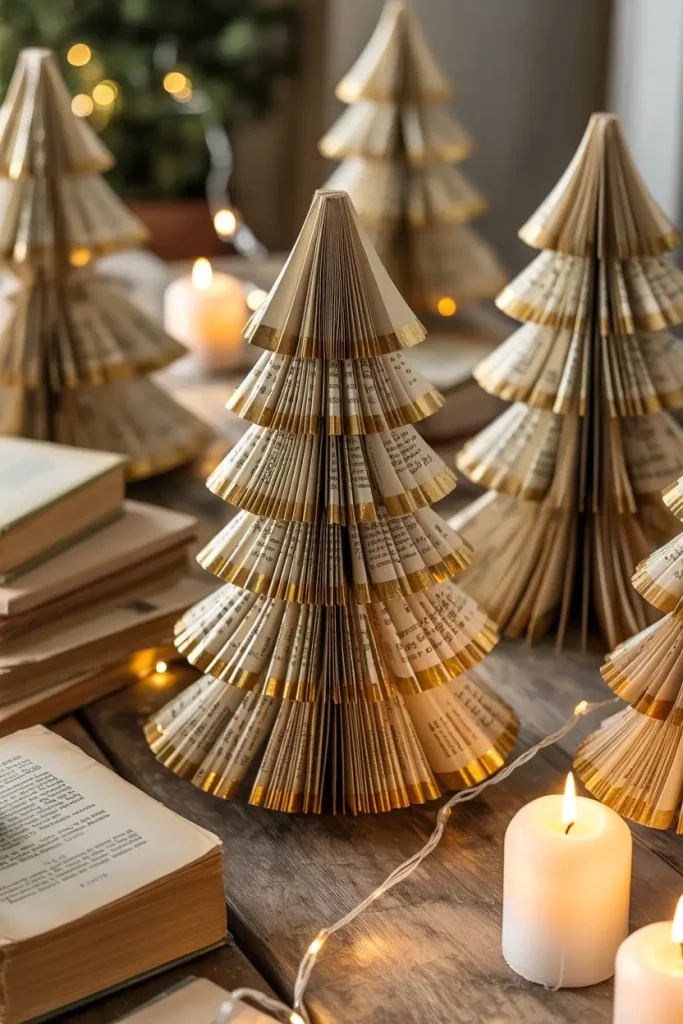 Upcycled Book Page Trees
