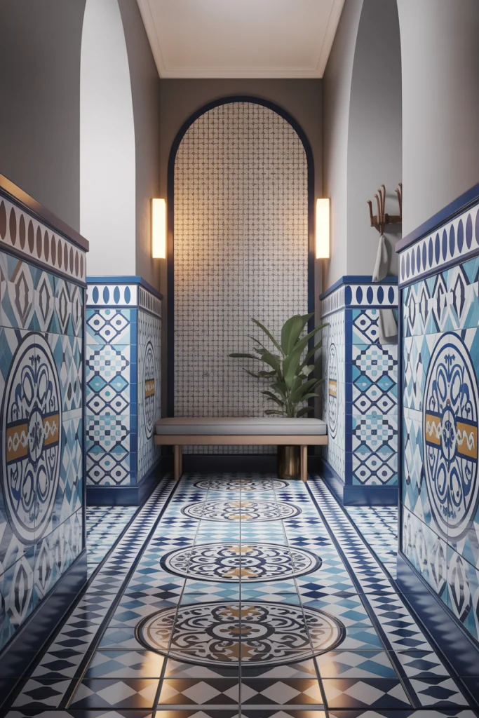 Use Blue Tiles for Floor Drama